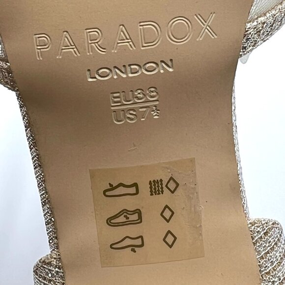 Paradox London Womens Size 7.5 Helice‎ Champagne Gold Dress Sandals Heels Shoes - Picture 12 of 13